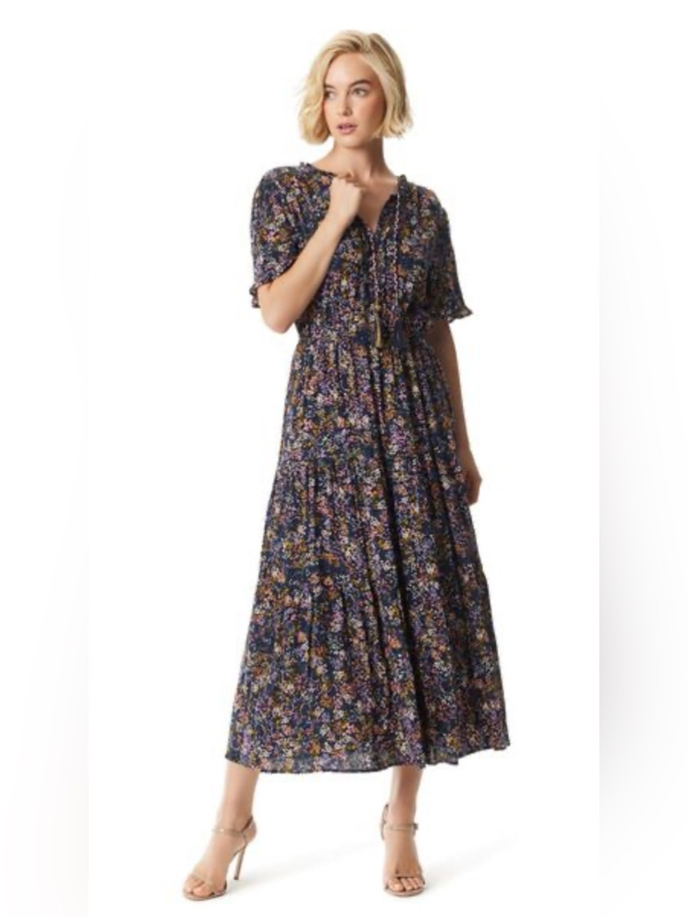 Jessica Simpson 💖 Floral Tassel-Front Midi Dress